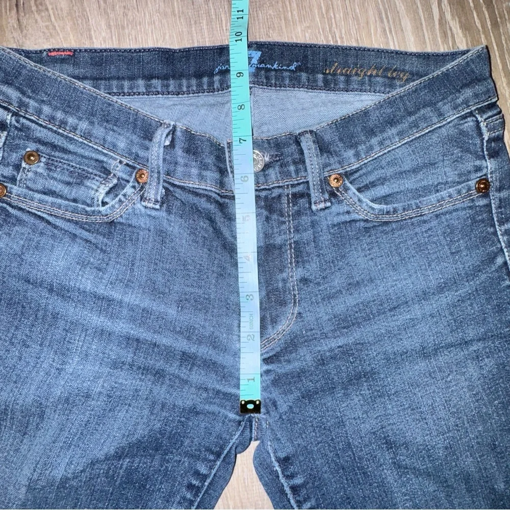 7 For All Mankind 7FAM Dark Blue indigo Straight Leg Jeans 24 - Picture 10 of 11
